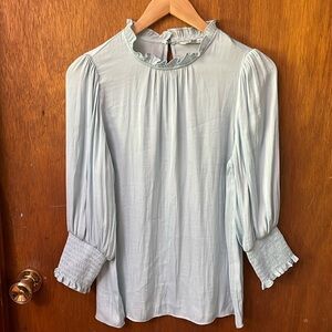 Naked Zebra blue high neck blouse top
